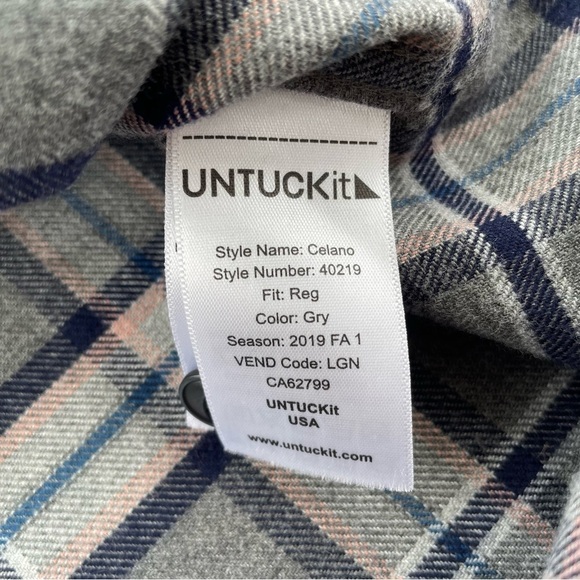 UNTUCKit Men's Gray Celano Flannel Long Sleeve Button Down Shirt Size Medium - Picture 5 of 7